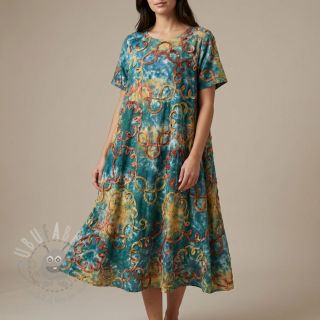 Bombažna tkanina TIE DYE EMBROIDERY Elise tape design C