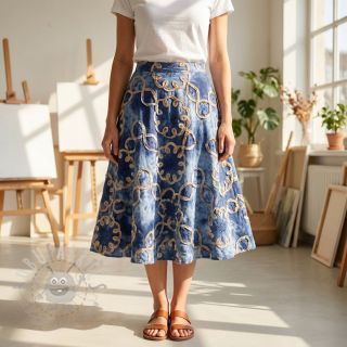 Bombažna tkanina TIE DYE EMBROIDERY Elise tape design D