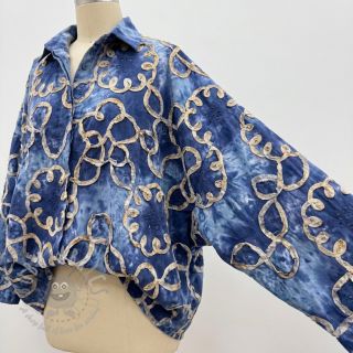 Bombažna tkanina TIE DYE EMBROIDERY Elise tape design D