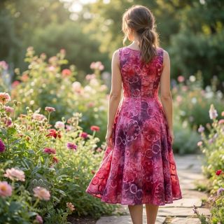 Bombažna tkanina TIE DYE EMBROIDERY Elise tape design E