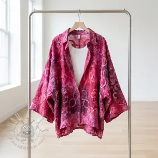 Bombažna tkanina TIE DYE EMBROIDERY Elise tape design E