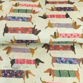 Dekorativno blago premium Family Dachshund digital print