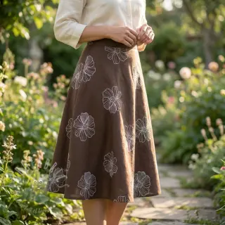 Viskoza z lanom EMBROIDERY Flower Maya brown