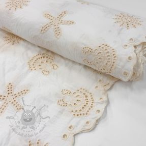 Bombažna tkanina EMBROIDERY Sea ornaments white
