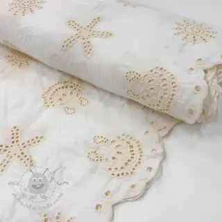 Bombažna tkanina EMBROIDERY Sea ornaments white