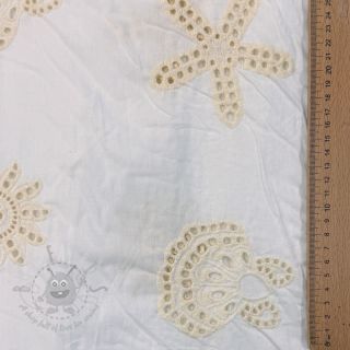 Bombažna tkanina EMBROIDERY Sea ornaments white