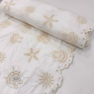 Bombažna tkanina EMBROIDERY Sea ornaments white