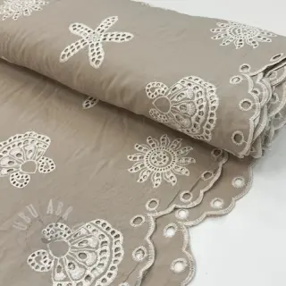 Bombažna tkanina EMBROIDERY Sea ornaments natural