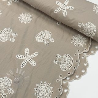 Bombažna tkanina EMBROIDERY Sea ornaments natural