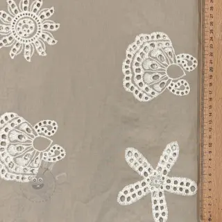Bombažna tkanina EMBROIDERY Sea ornaments natural
