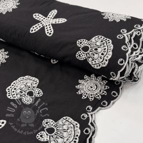 Bombažna tkanina EMBROIDERY Sea ornaments black