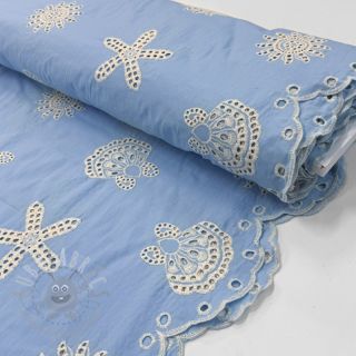 Bombažna tkanina EMBROIDERY Sea ornaments light blue