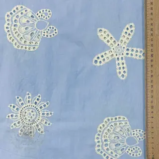 Bombažna tkanina EMBROIDERY Sea ornaments light blue