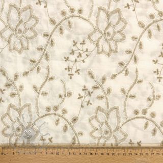 Bombažna tkanina VOILE EMBROIDERY Kiara off white