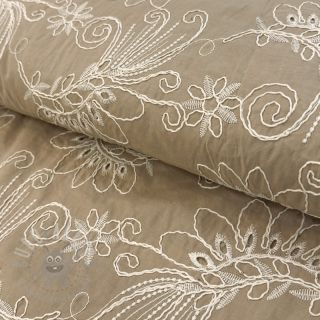 Bombažna tkanina VOILE EMBROIDERY Kokka natural