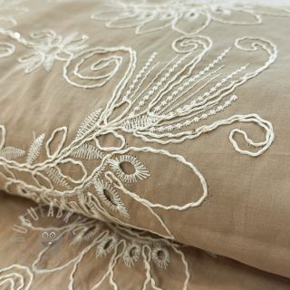 Bombažna tkanina VOILE EMBROIDERY Kokka natural