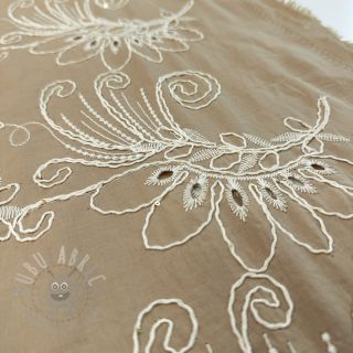Bombažna tkanina VOILE EMBROIDERY Kokka natural