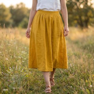 Bombažna tkanina SLUB WASHED ochre