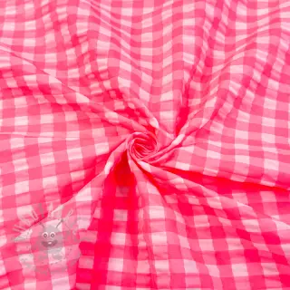 Bombažna tkanina YARN DYED NEON BIG Checks pink