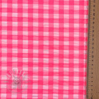 Bombažna tkanina YARN DYED NEON BIG Checks pink