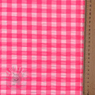 Bombažna tkanina YARN DYED NEON BIG Checks pink