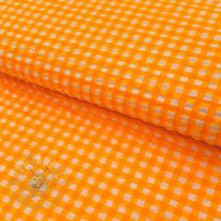 Bombažna tkanina YARN DYED NEON BIG Checks orange