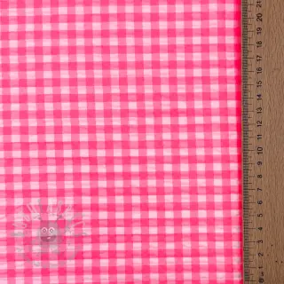 Bombažna tkanina YARN DYED NEON SMALL Checks pink