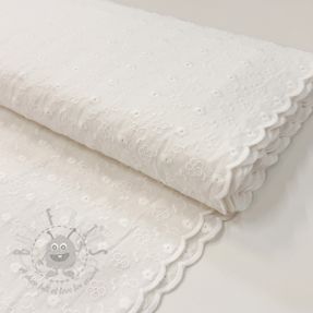 Bombažna tkanina EMBROIDERY TWO-SIDE SCALLOP Verena white