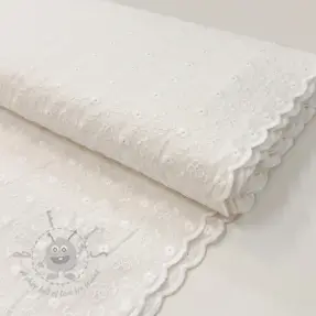 Bombažna tkanina EMBROIDERY TWO-SIDE SCALLOP Verena white