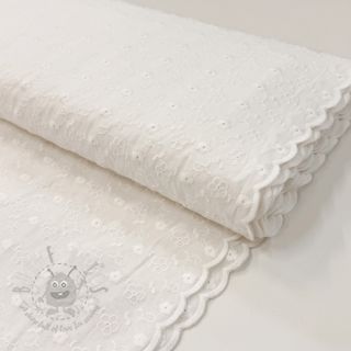 Bombažna tkanina EMBROIDERY TWO-SIDE SCALLOP Verena white