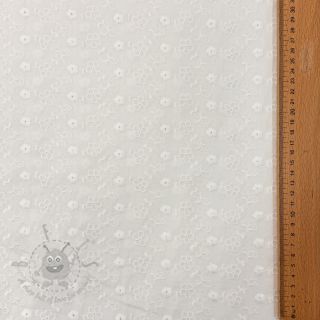 Bombažna tkanina EMBROIDERY TWO-SIDE SCALLOP Verena white