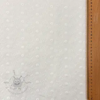 Bombažna tkanina EMBROIDERY TWO-SIDE SCALLOP Verena white