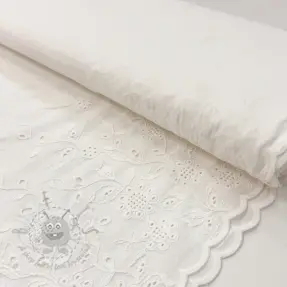 Bombažna tkanina VOILE EMBROIDERY ONE-SIDE BORDER white
