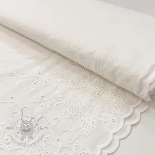 Bombažna tkanina VOILE EMBROIDERY ONE-SIDE BORDER white