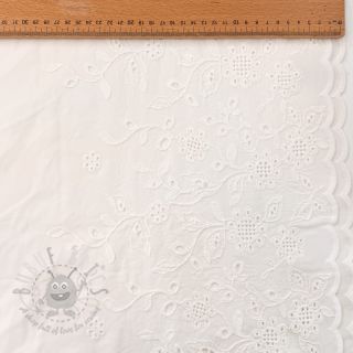 Bombažna tkanina VOILE EMBROIDERY ONE-SIDE BORDER white