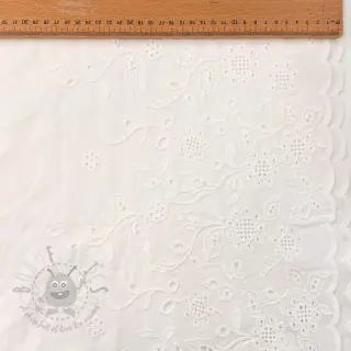 Bombažna tkanina VOILE EMBROIDERY ONE-SIDE BORDER white