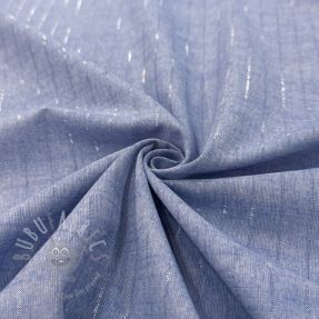 Bombažna tkanina YARN DYED Stripes LUREX blue
