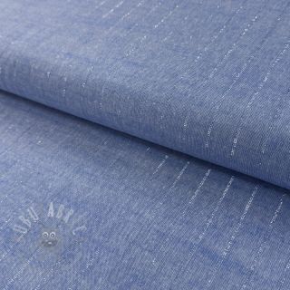 Bombažna tkanina YARN DYED Stripes LUREX blue