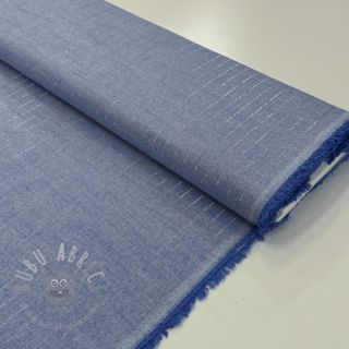 Bombažna tkanina YARN DYED Stripes LUREX blue