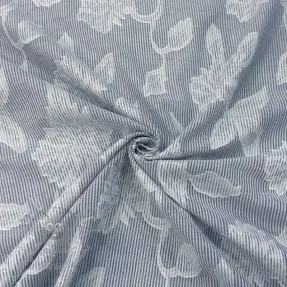 Bombažna tkanina YARN DYED Stripes JACQUARD Flowers navy
