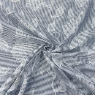 Bombažna tkanina YARN DYED Stripes JACQUARD Flowers navy