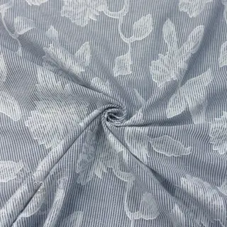 Bombažna tkanina YARN DYED Stripes JACQUARD Flowers navy