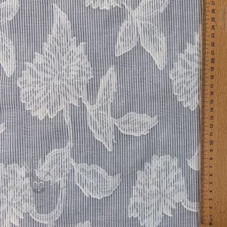Bombažna tkanina YARN DYED Stripes JACQUARD Flowers navy