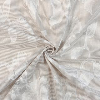 Bombažna tkanina YARN DYED Stripes JACQUARD Flowers sand