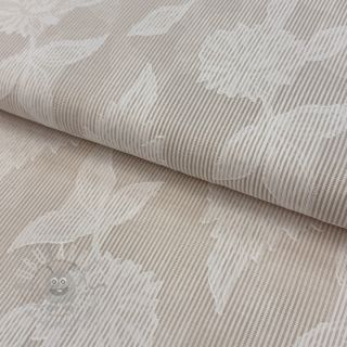 Bombažna tkanina YARN DYED Stripes JACQUARD Flowers sand