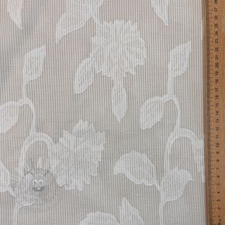 Bombažna tkanina YARN DYED Stripes JACQUARD Flowers sand