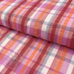 Bombažna tkanina SEERSUCKER YARN DYED Checks pink