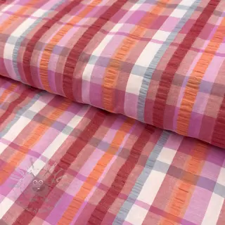 Bombažna tkanina SEERSUCKER YARN DYED Checks pink