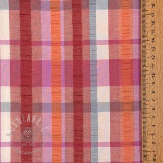 Bombažna tkanina SEERSUCKER YARN DYED Checks pink