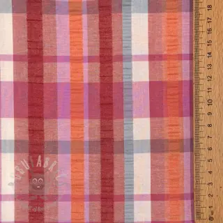 Bombažna tkanina SEERSUCKER YARN DYED Checks pink